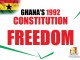 ​Freedom, Justice, Probity, and Accountability are some of the values you can find in the 1992 Constitution of Ghana. Make time to read the preamble of the Constitution.